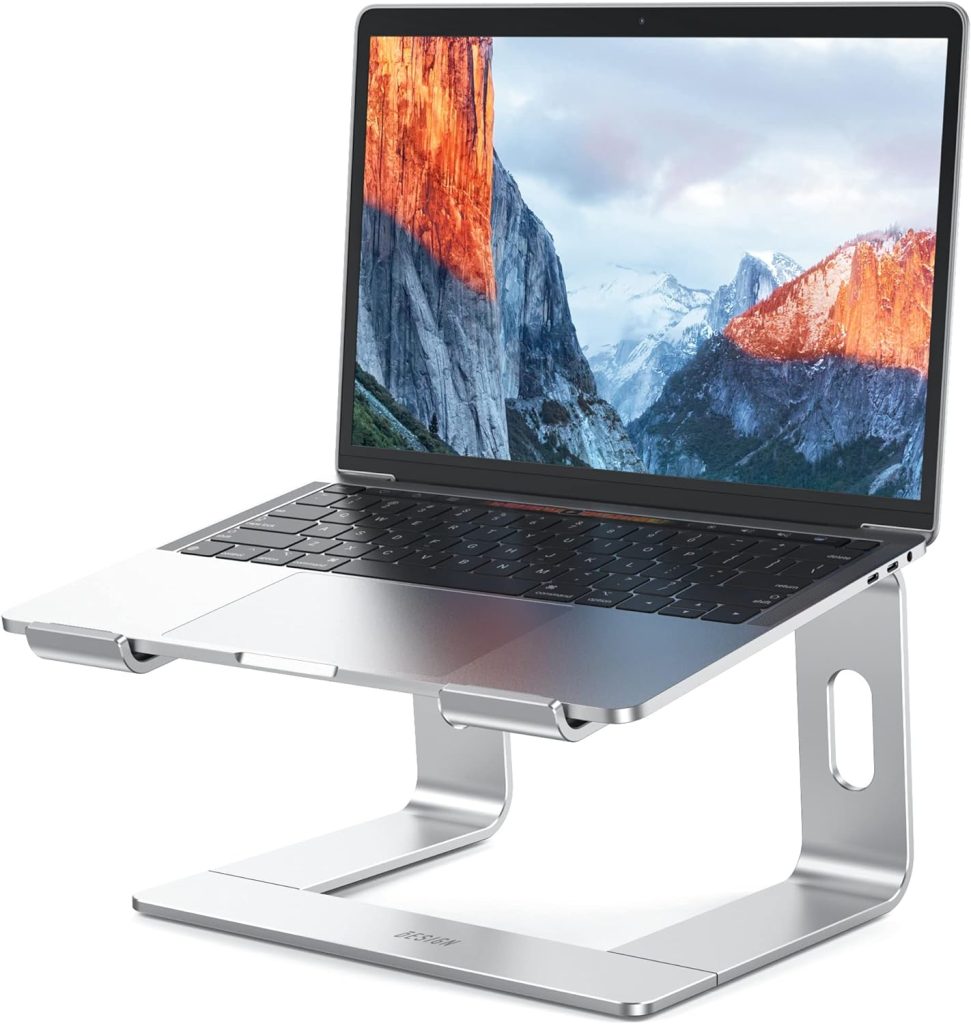 BESIGN LS03 Aluminum Laptop Stand, Ergonomic Detachable Computer Stand, Riser Holder Notebook Stand Compatible with Air, Pro, Dell, HP, Lenovo More 10-15.6" Laptops, Silver